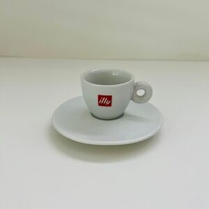 ILLY Classic Red White Logo Porcelain Espresso Coffee Mug Cup With Saucer